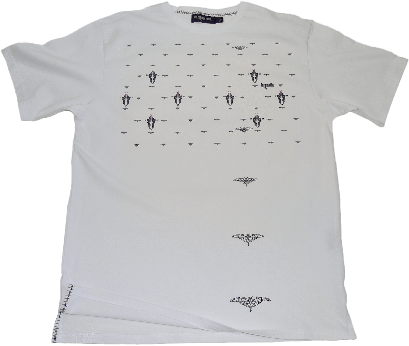 White T Shirtwith Black Bat Prints