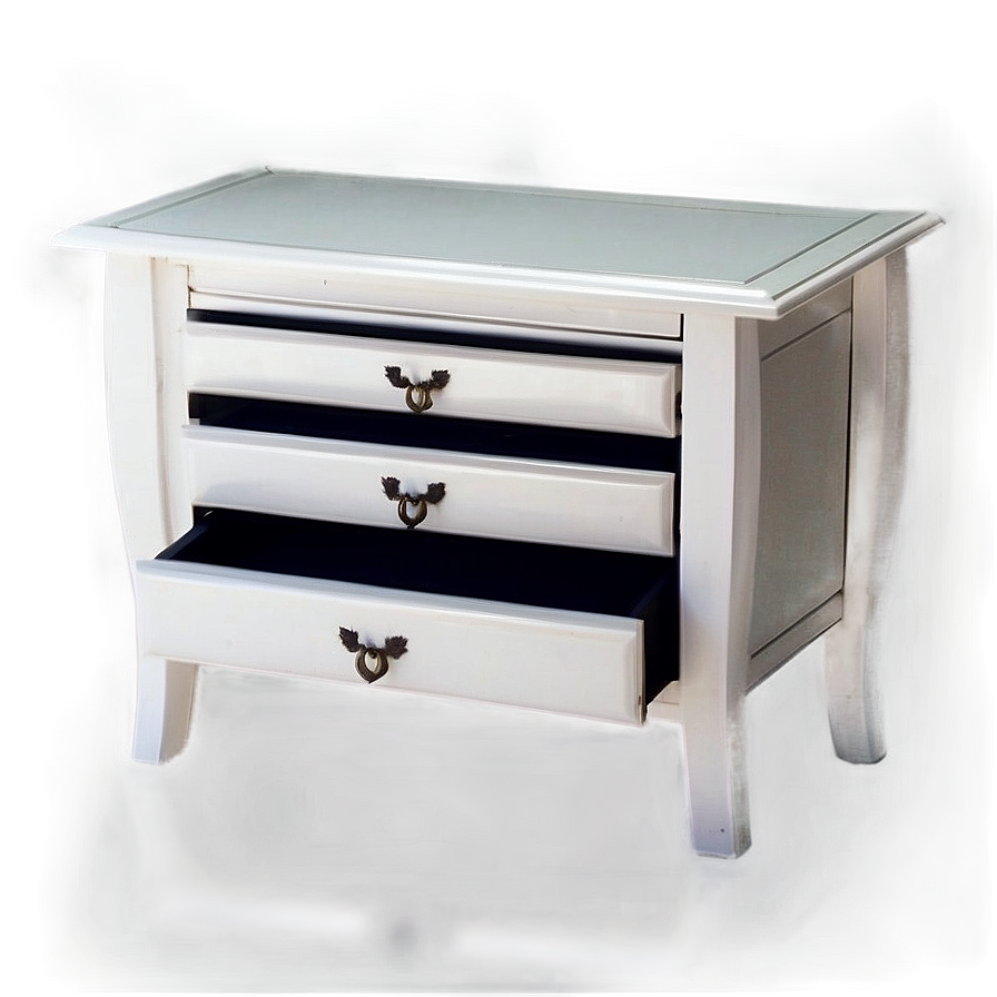 White Table With Drawers Png 06122024