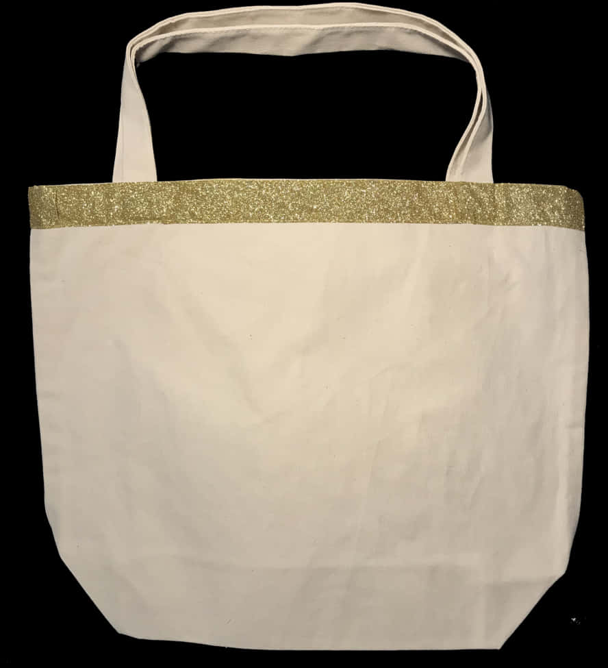 White Tote Bagwith Gold Glitter Trim