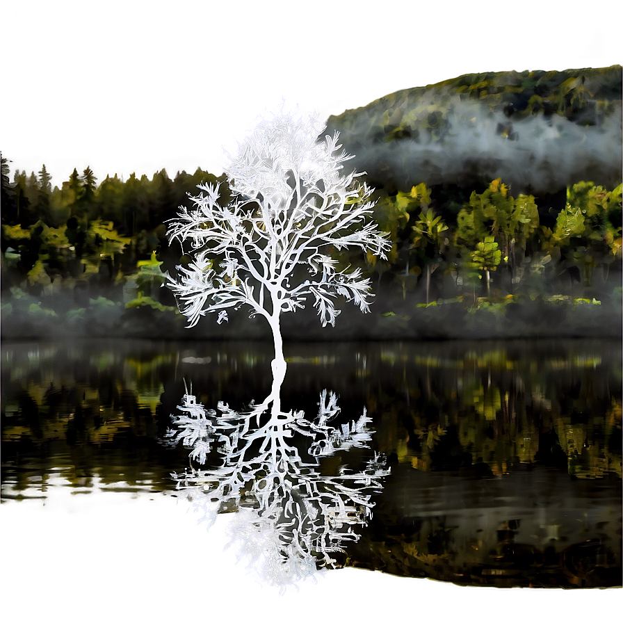 White Tree Reflection In Water Png Cho33