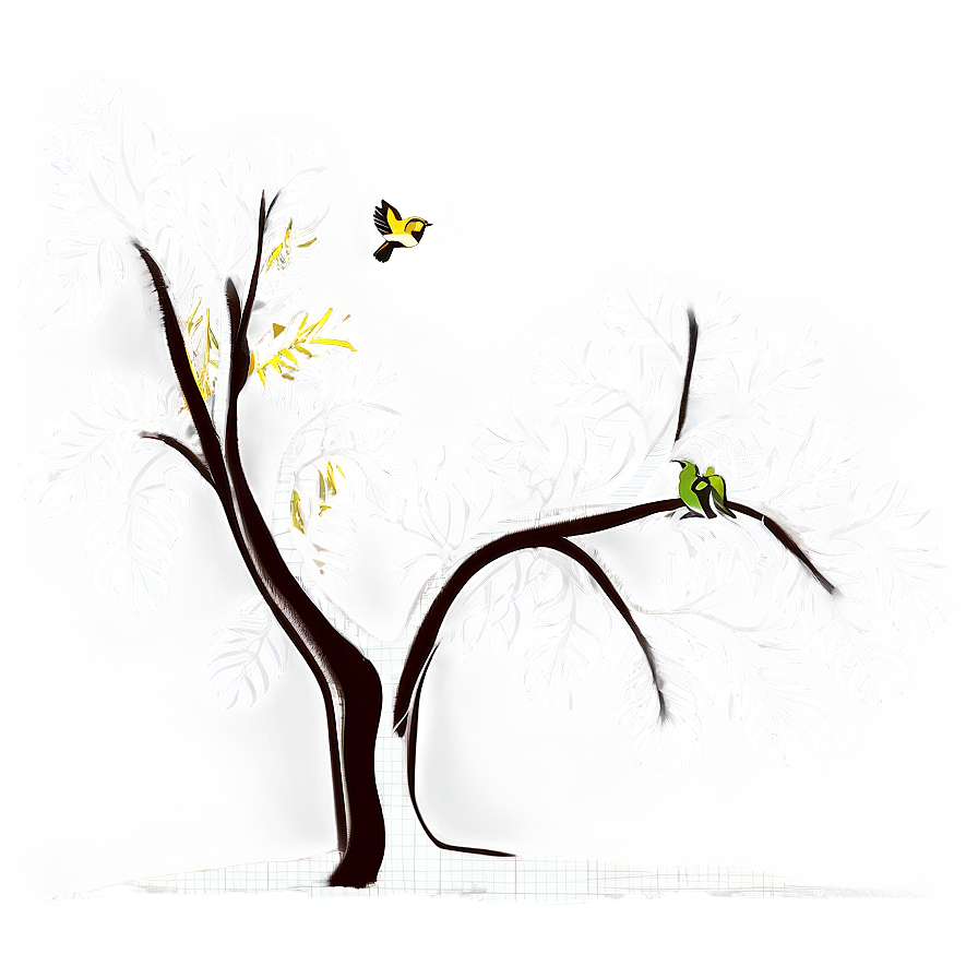 White Tree With Birds Clipart Png 48