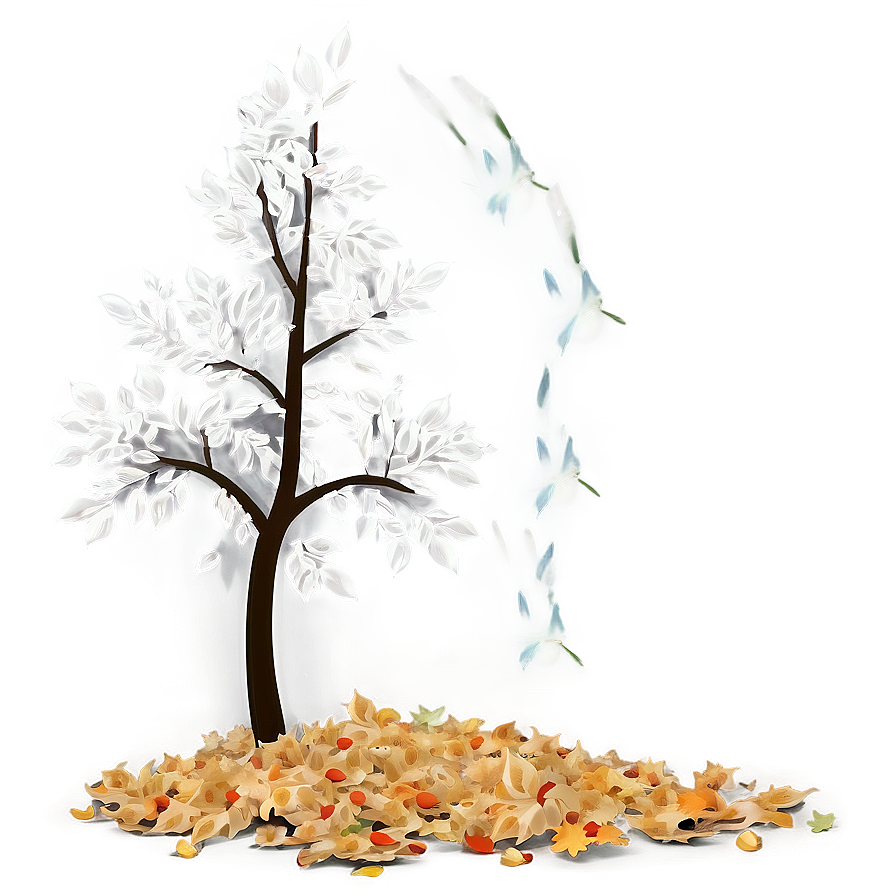 White Tree With Falling Leaves Png Cur