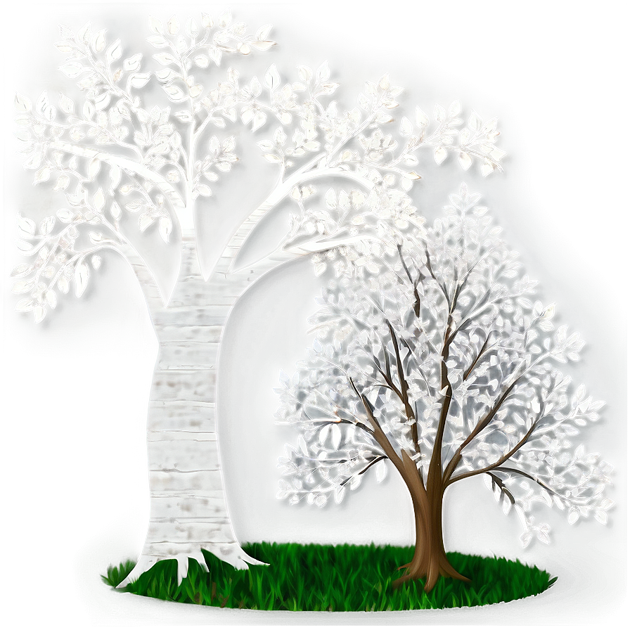 White Tree With Falling Leaves Png Xlb