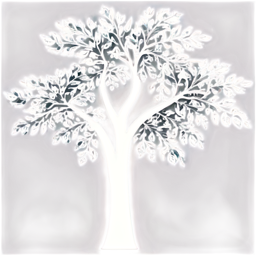 White Tree With Leaves Design Png 47