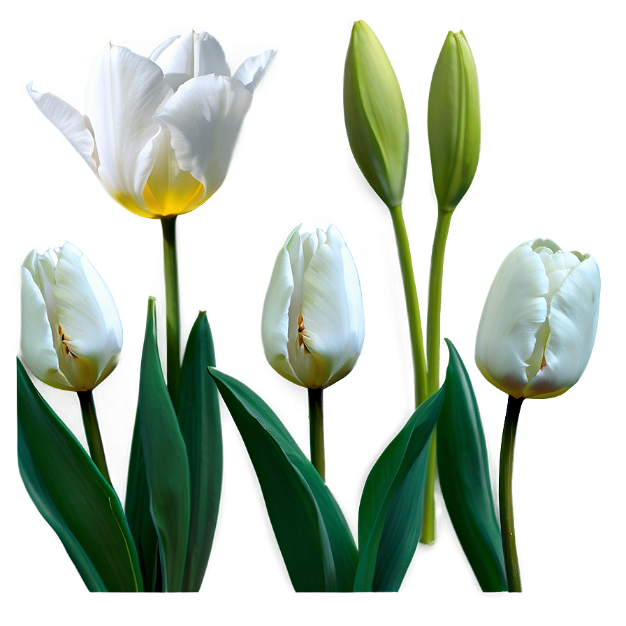 White Tulips Flowers Png Fno