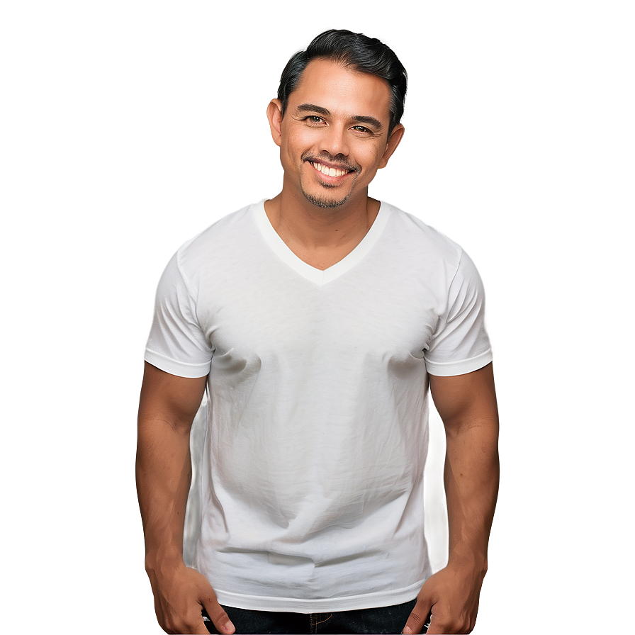 White V-neck T-shirt Mockup Png Jma75