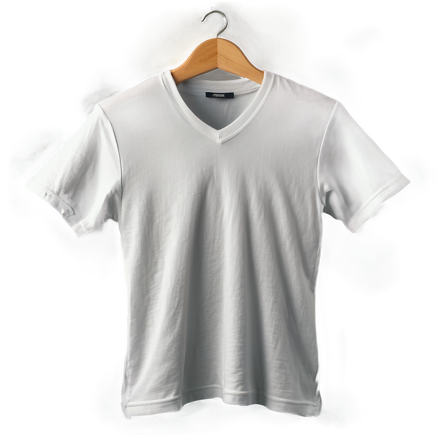 White V-neck Tee Png 06272024