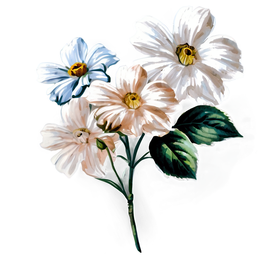 White Vintage Flower Png Kjk