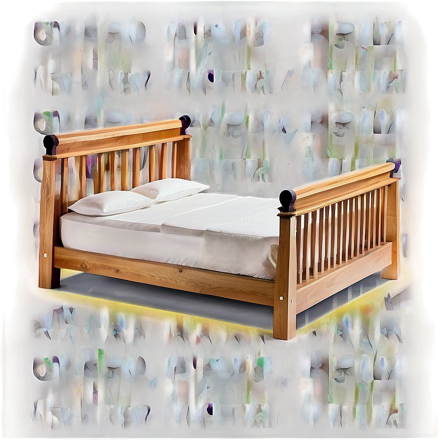 White Wooden Bed Png 06132024