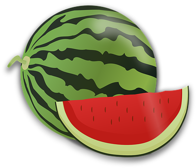 Whole Watermelonand Slice Graphic