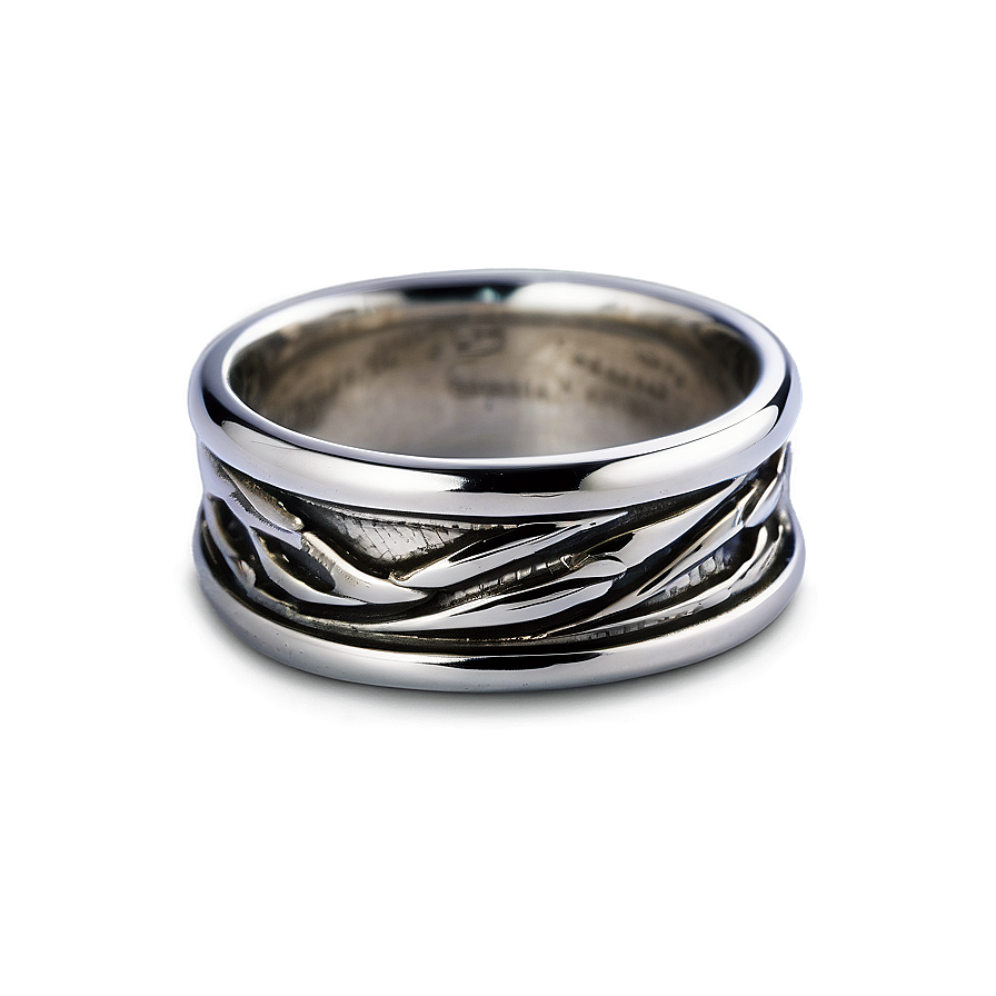 Wide Band Silver Rings Png 06122024