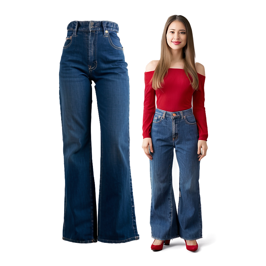 Wide Leg Blue Jeans Png 5