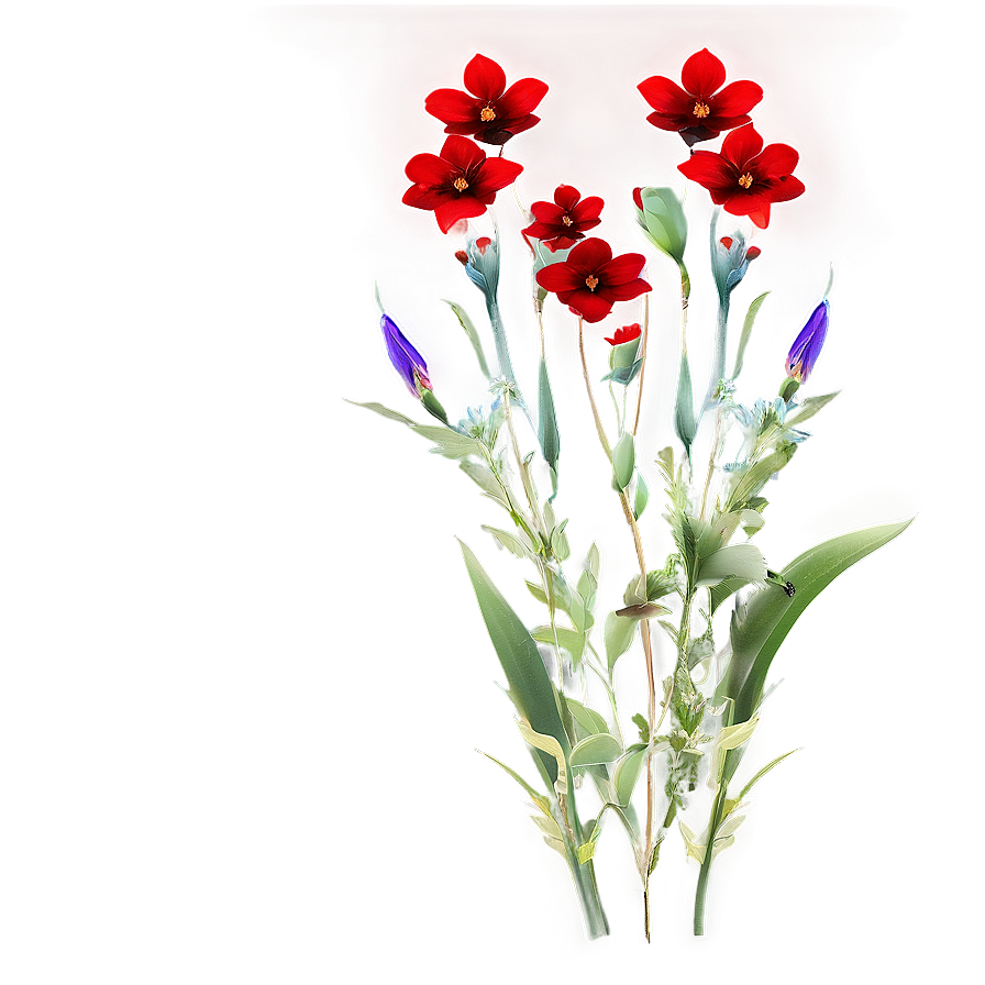 Wild Red Flowers Meadow Png Qkb75