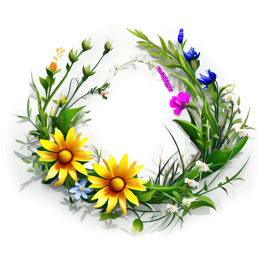 Wildflower Meadow Wreath Png 21