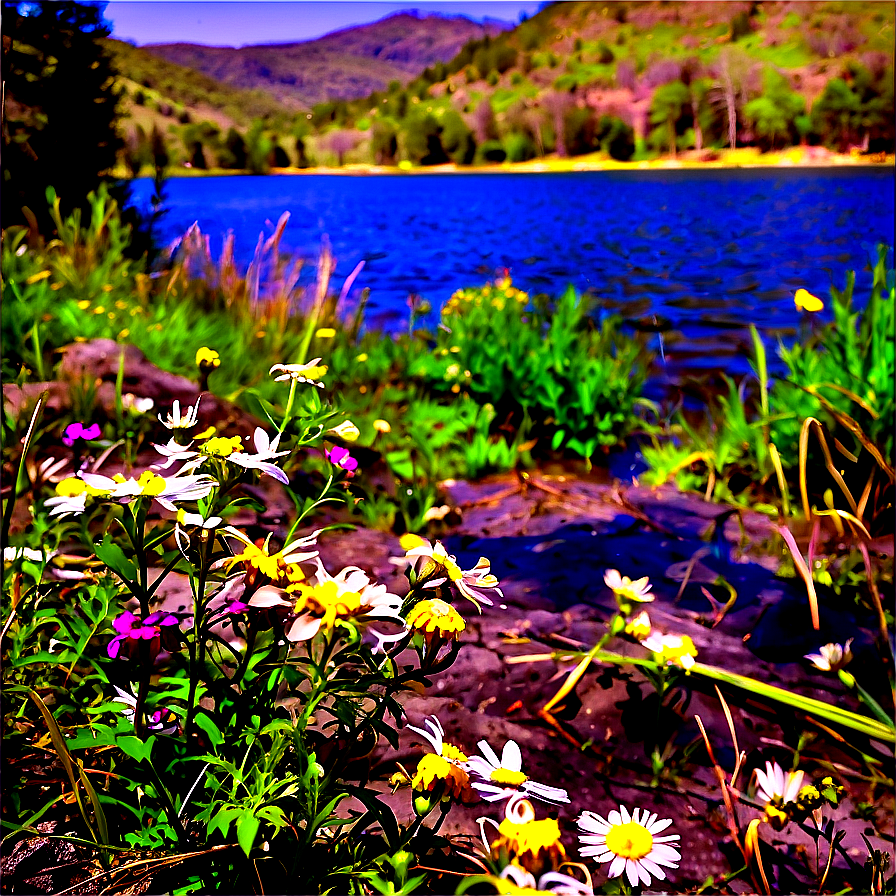 Wildflowers By The Lake Png 2