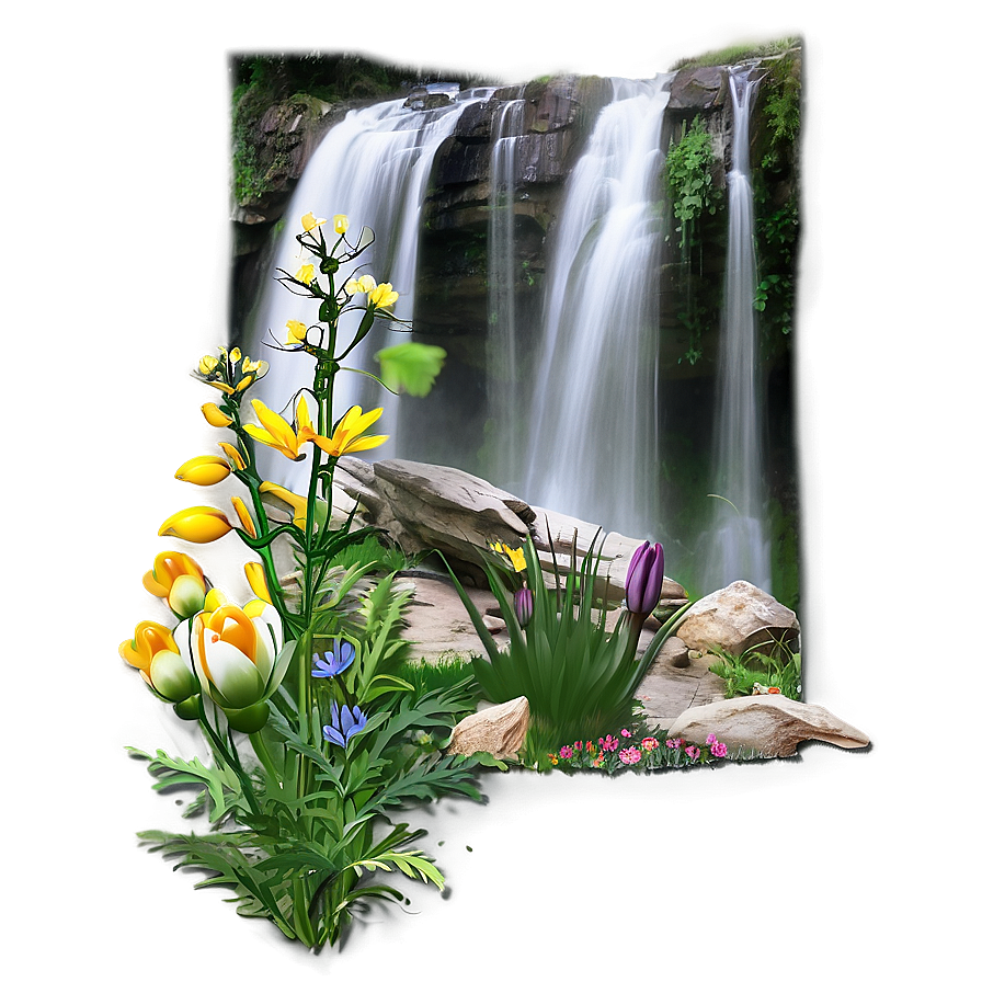 Wildflowers By Waterfall Png Xyx93