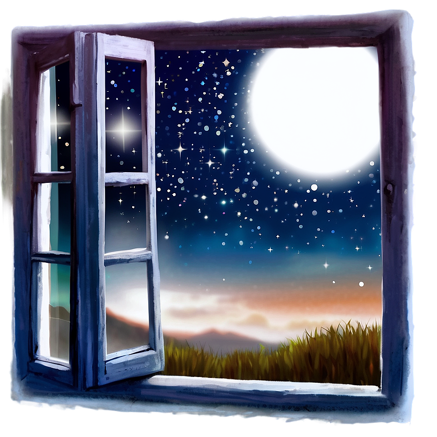 Window With Stary Night Png Lgh77