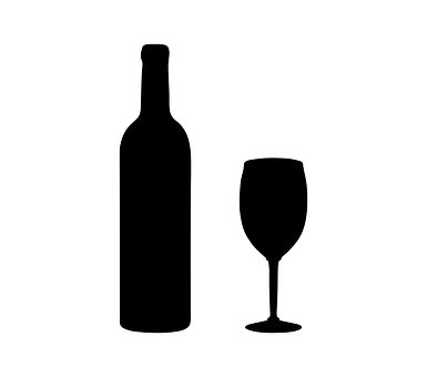 Wine Bottleand Glass Silhouette