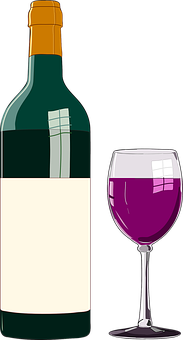 Wine Bottleand Glass Vector