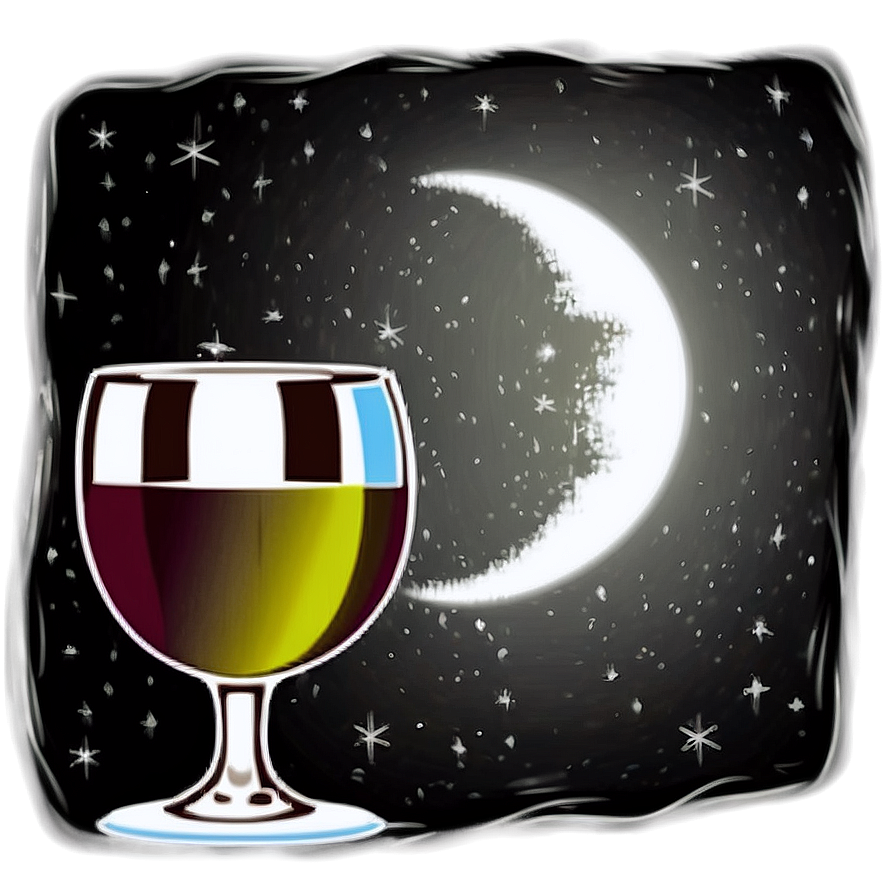 Wine Glass In Moonlight Png Pko41