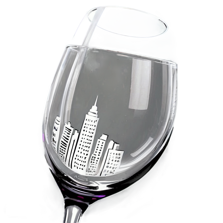 Wine Glass With Cityscape Png 76