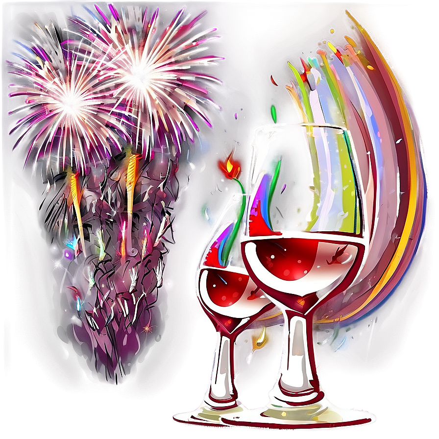 Wine Glass With Fireworks Png 5