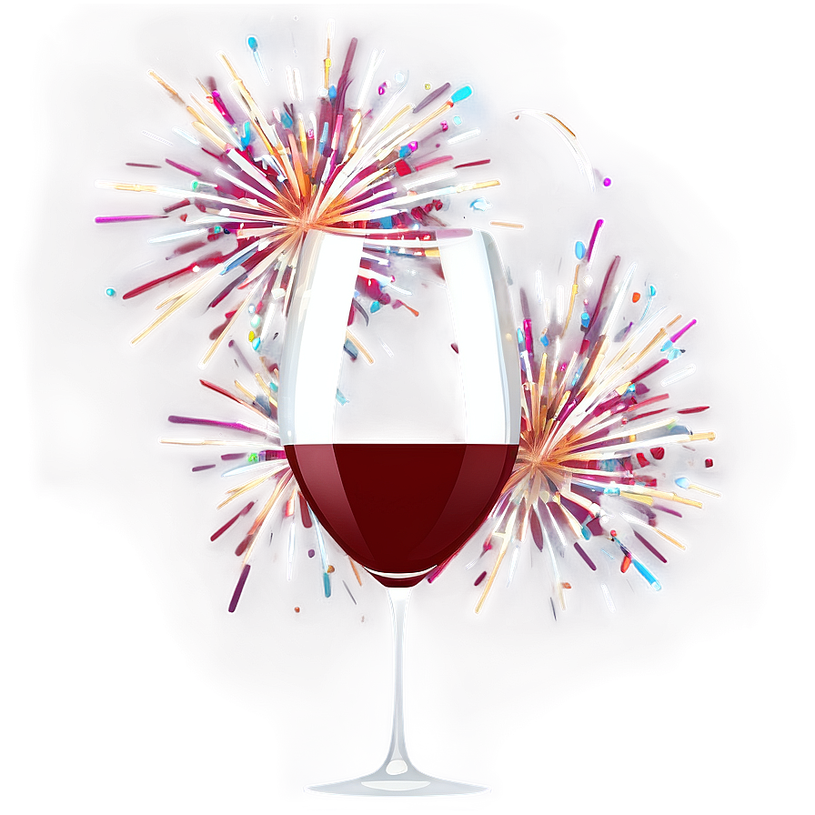 Wine Glass With Fireworks Png Qcf