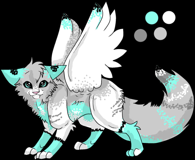 Winged Feline Fantasy Artwork