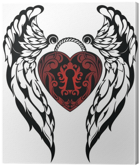 Winged Heart Love Tattoo Design