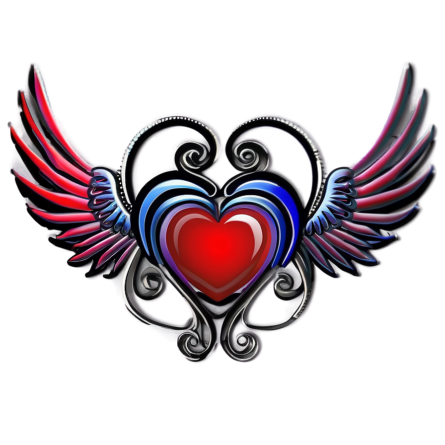 Winged Heart Outline Png Hmp