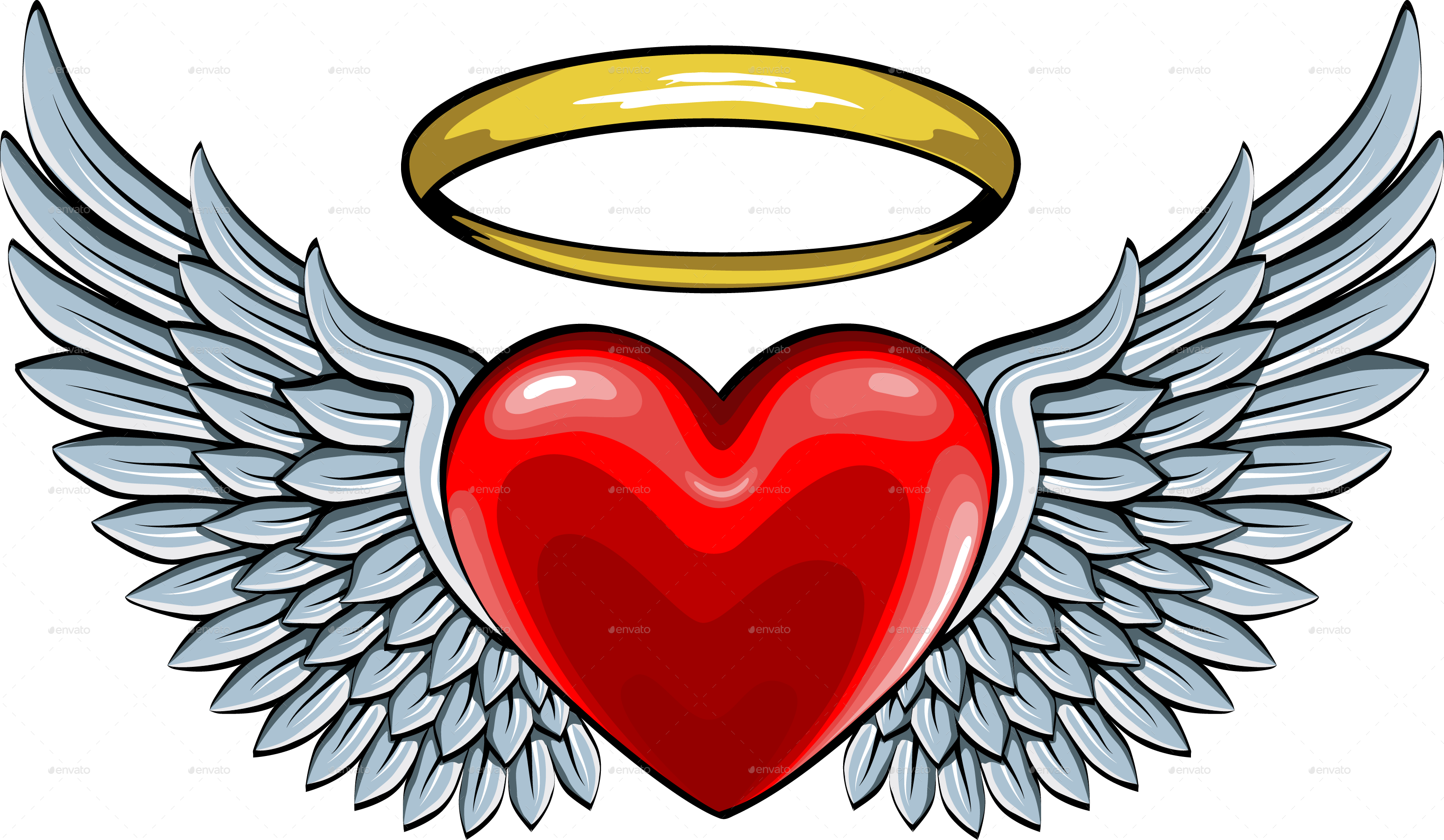 Winged Heartwith Halo Vector