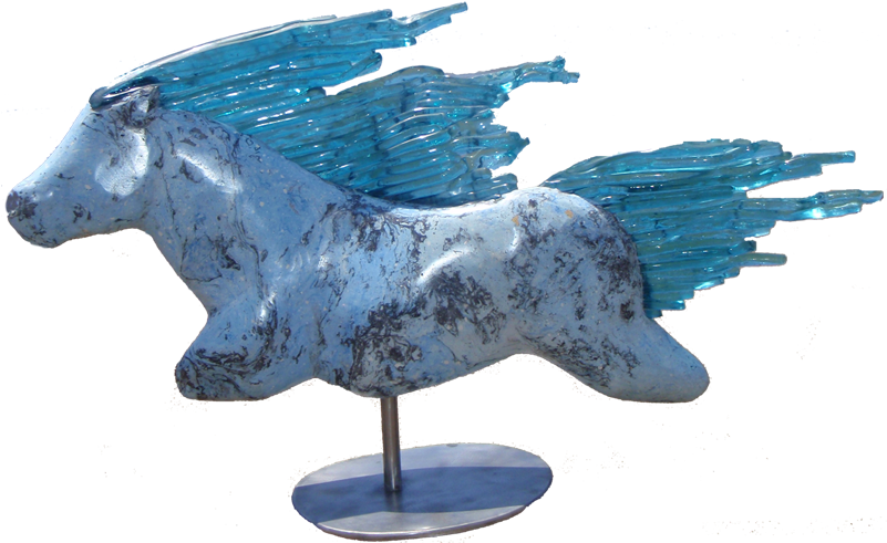 Winged Horse Sculpture Blue Accents