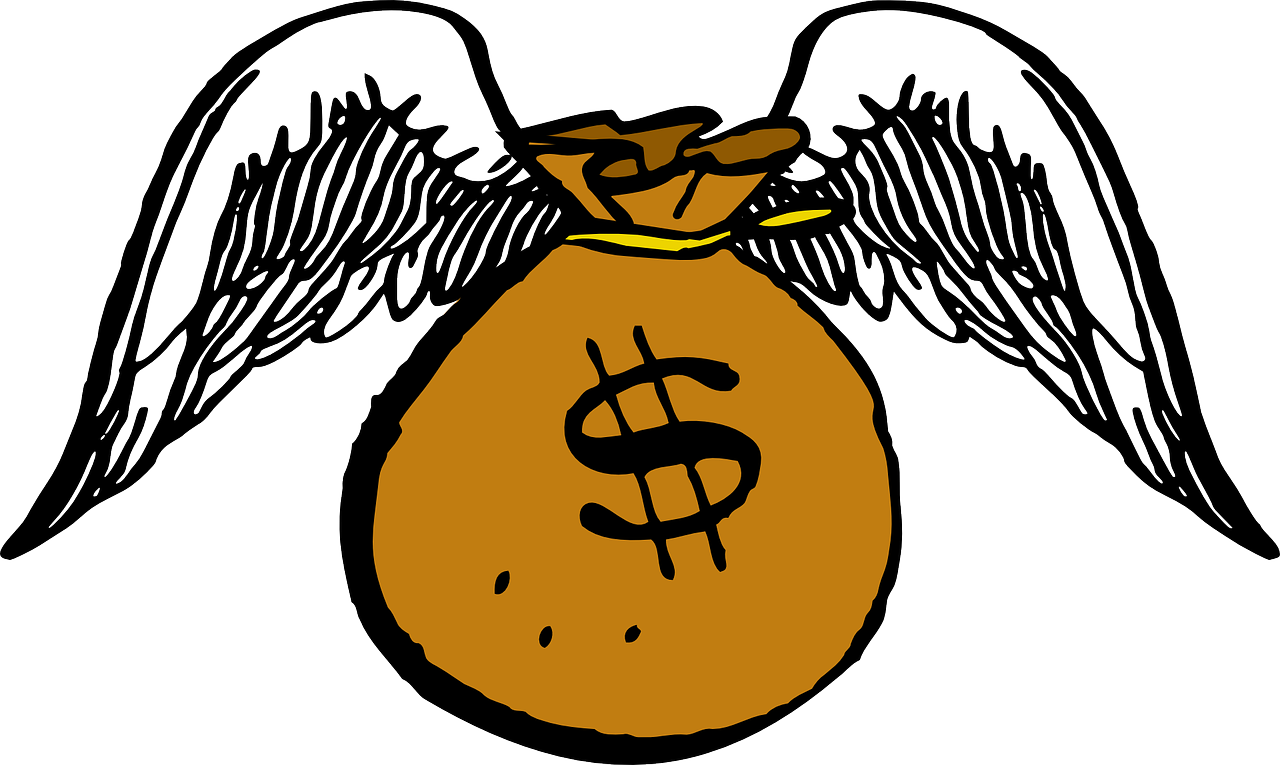 Winged Money Bag Illustration