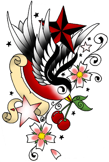 Winged Star Tattoo Design