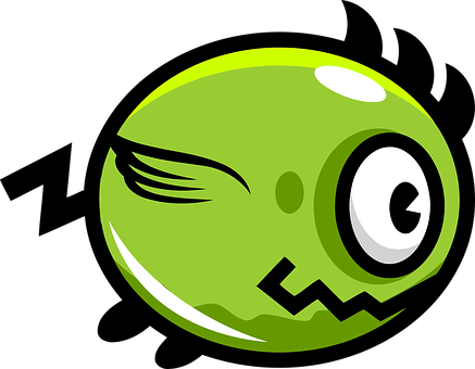 Winking Green Cartoon Character