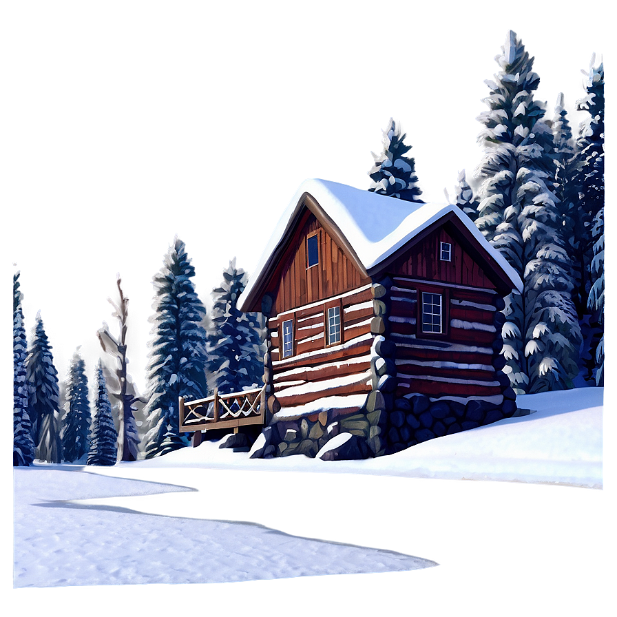 Winter Cabin Scene Png Uve