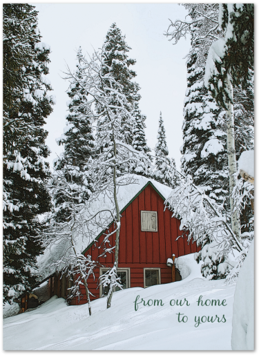 Winter Cabin Snowy Forest Greeting