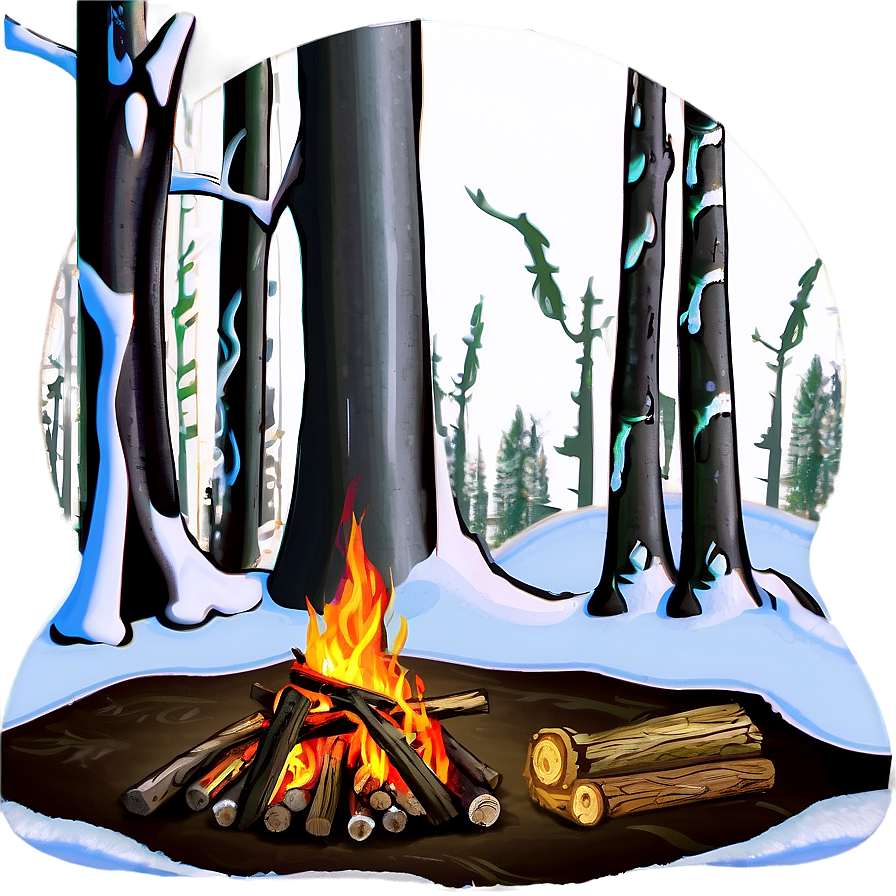 Winter Campfire Scene Png Mdc80