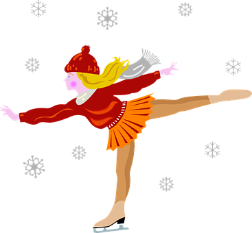 Winter Ice Skating Girl Illustration