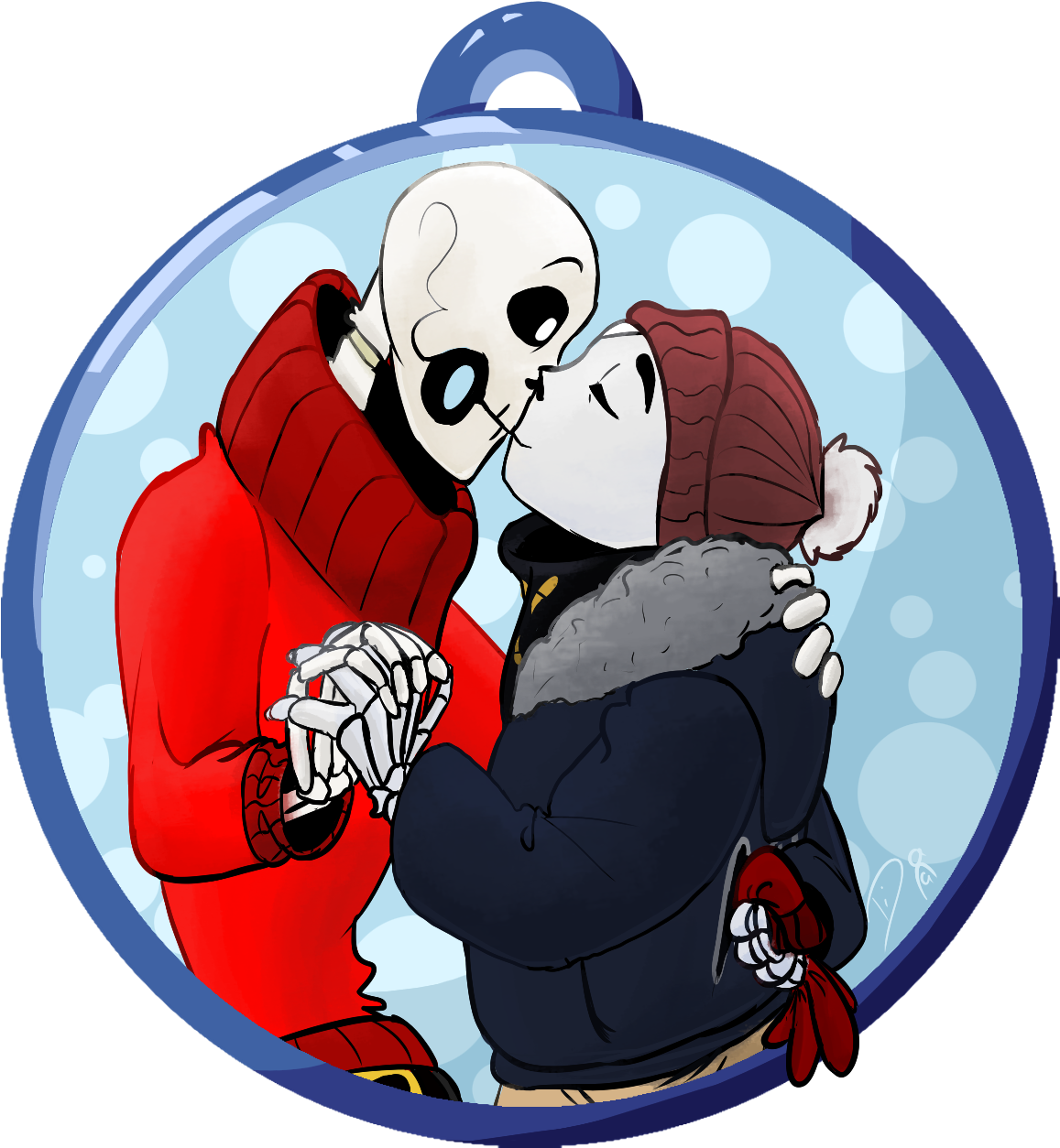 Winter Love Skeleton Character Kiss