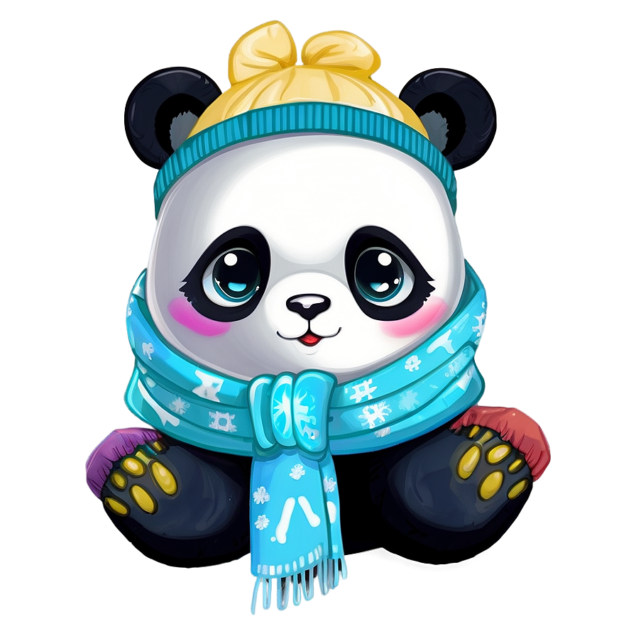 Winter Panda With Scarf Png 85