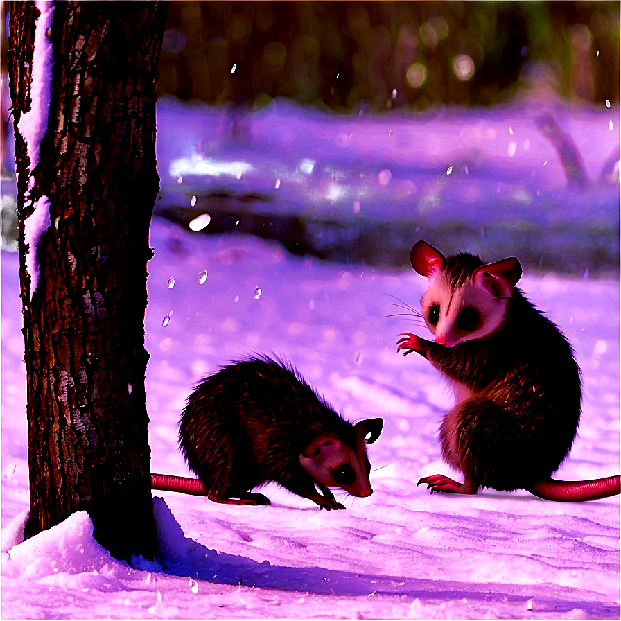 Winter Possum Scene Png 06112024