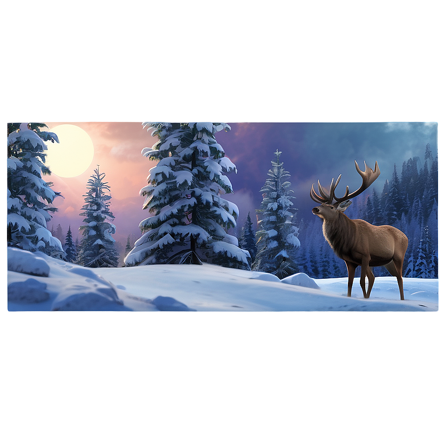 Winter Stag Scene Png 06292024