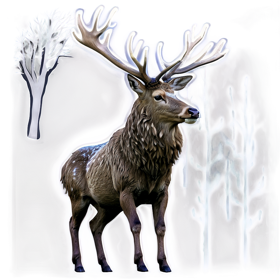 Winter Stag Scene Png Fao