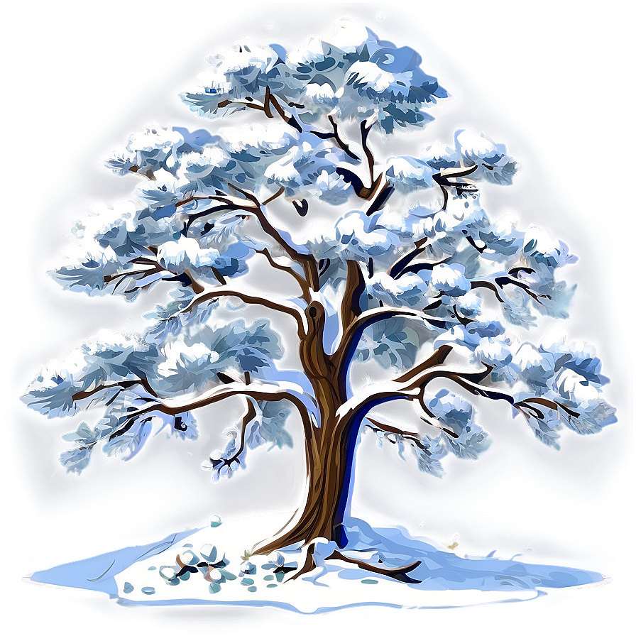 Winter Tree Elevation Scene Png Bvm73