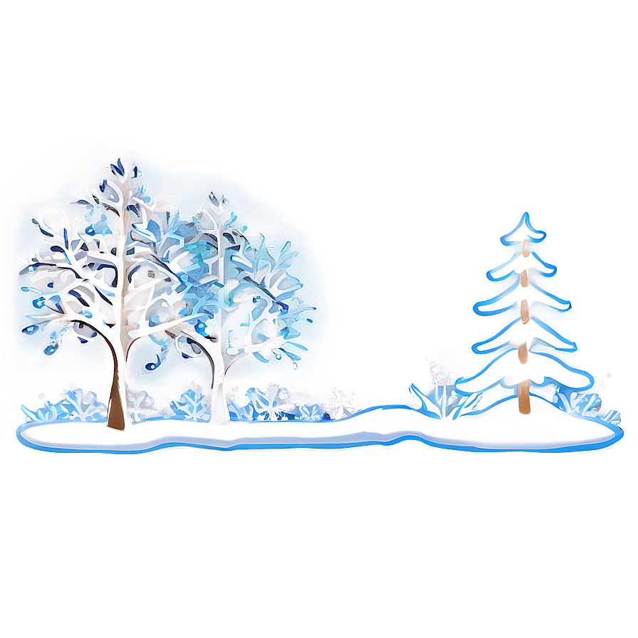 Winter Trees And Snowflakes Border Png Yoj13