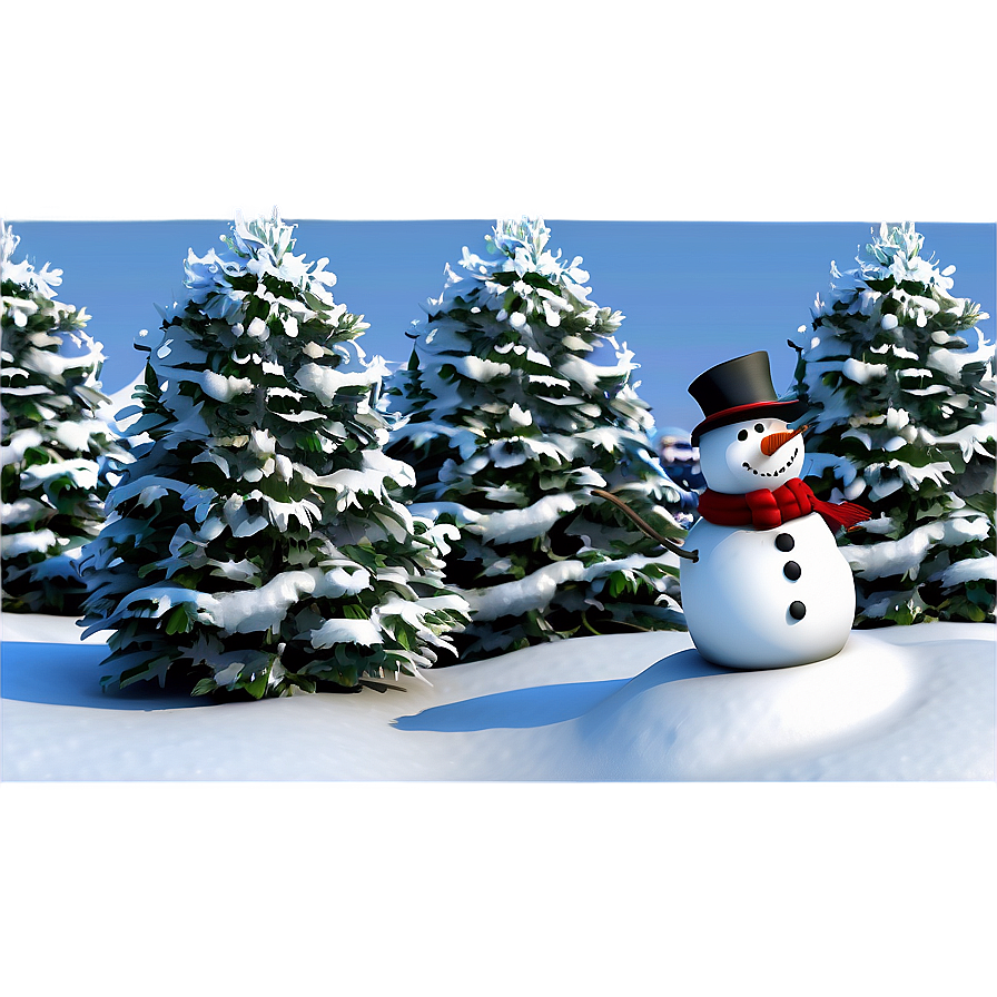 Winter Trees And Snowman Png Vqw99