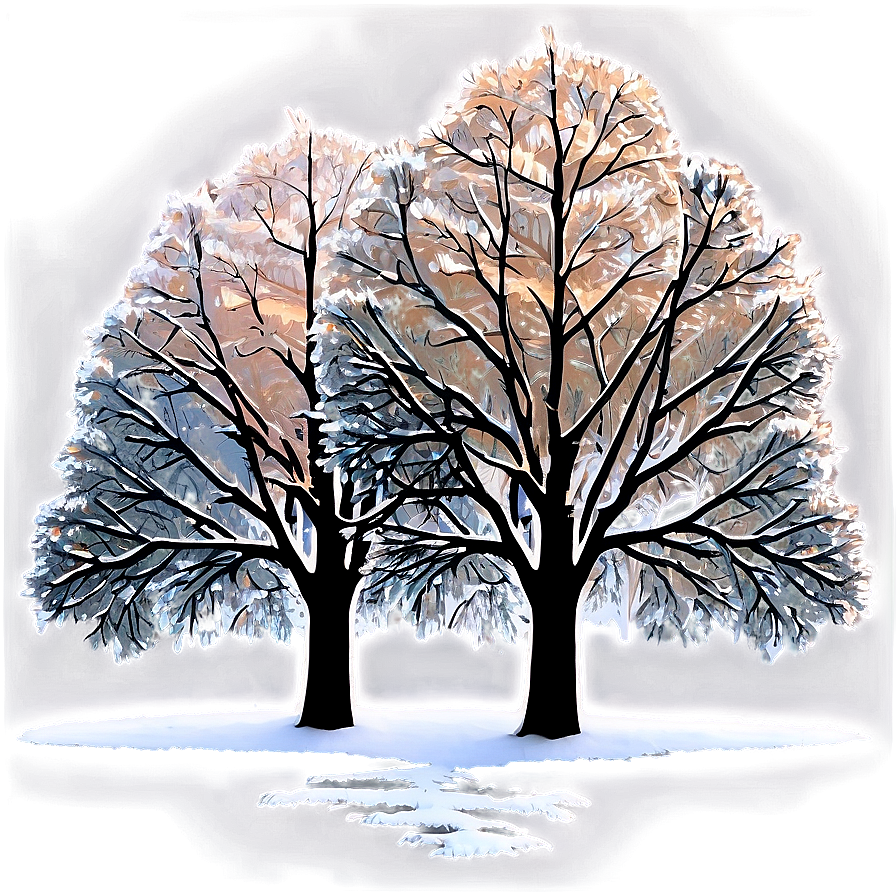 Winter Trees In Sunrise Glow Png Ivp