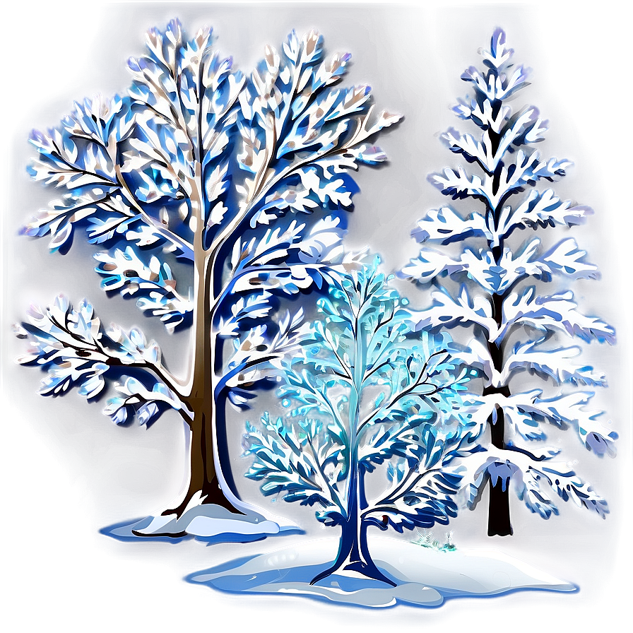 Winter Trees With Ice Crystals Png Xrq