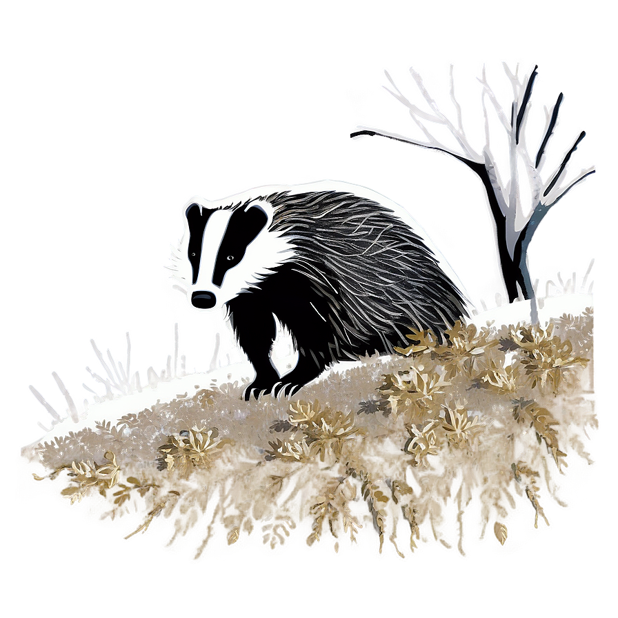 Wintery Badger Scene Png 06242024